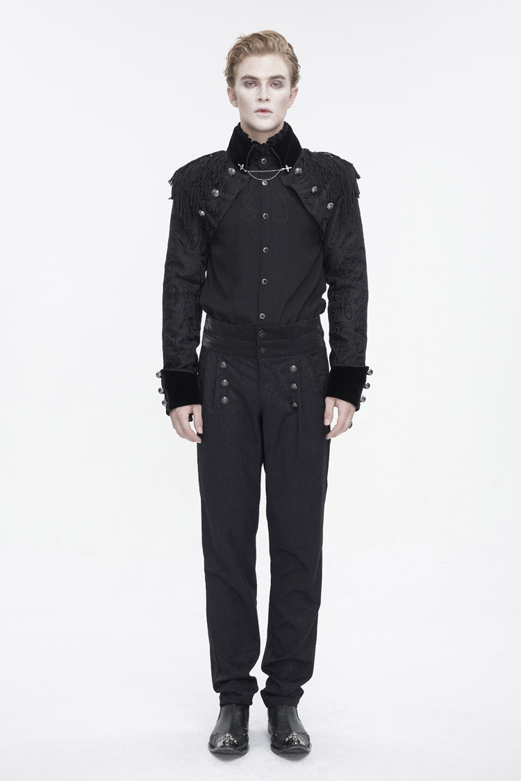 Black Tassels Swallow Tailed Men's Gothic Jacket - Product - 7