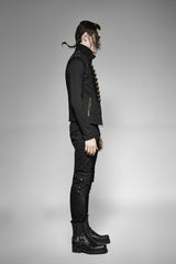 Black Sleeveless Double Breasted Retro Metal Button Decoration Mens Steampunk Vest - Product - 5