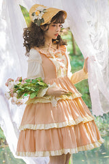 Round Collar Long Sleeve High Waist Multi-Layer Ruffled Sweet Lolita OP Dress - Product - 4