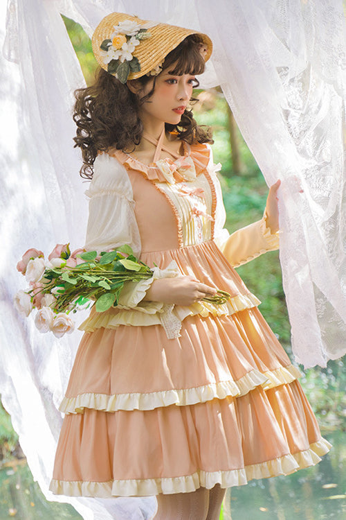 Round Collar Long Sleeve High Waist Multi-Layer Ruffled Sweet Lolita OP Dress - Product - 4