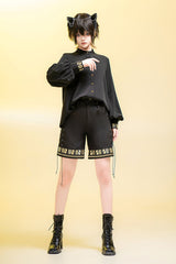 Black [Black Cat] Long Sleeves Print Embroidery Ouji Gothic Prince Handsome Lolita Blouse - Product - 9