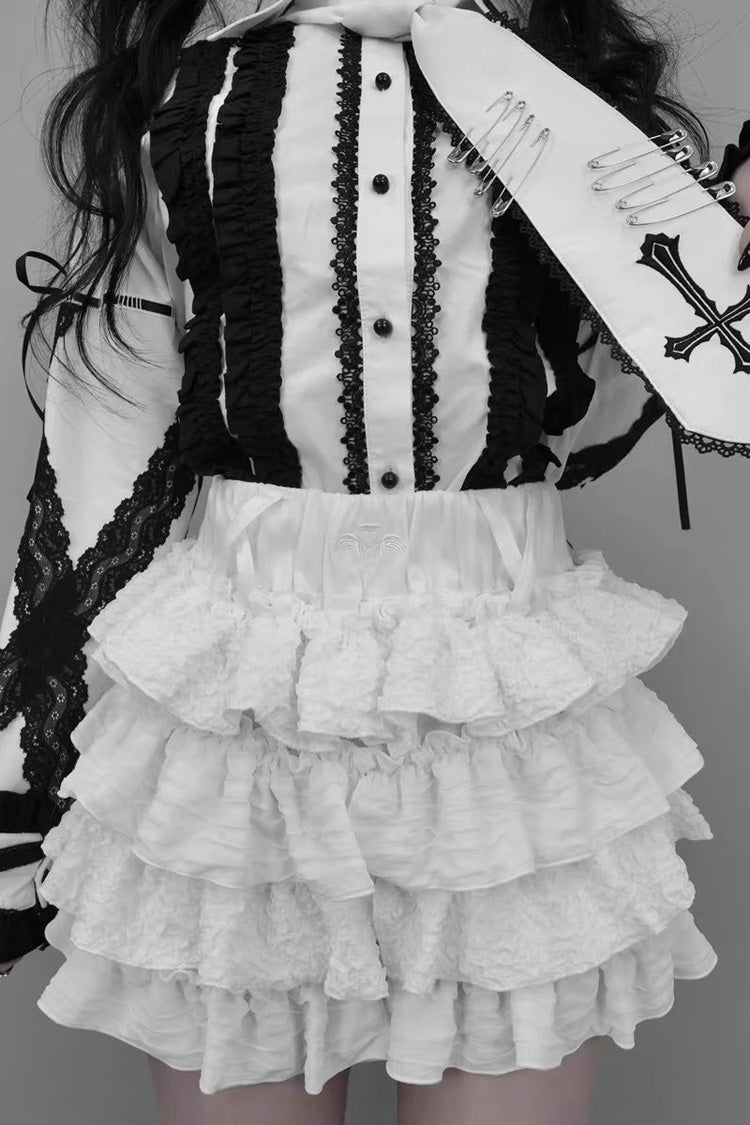 Sweet Multi-Layered Ruffle Jirai Kei Skirt 2 Colors - Product - 3