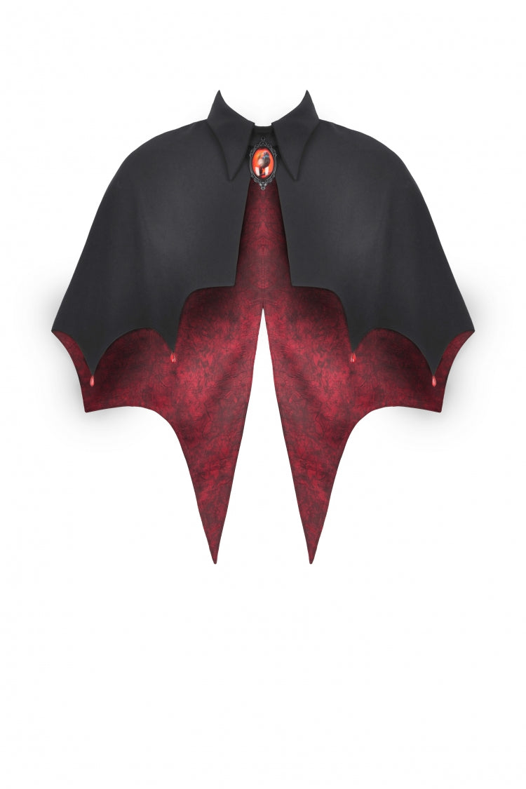 Black/Red Bat Collar Diamond Bat-Shaped Women's Gothic Capelet - Product - 3