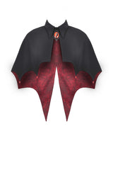 Black/Red Bat Collar Diamond Bat-Shaped Women's Gothic Capelet - Product - 3
