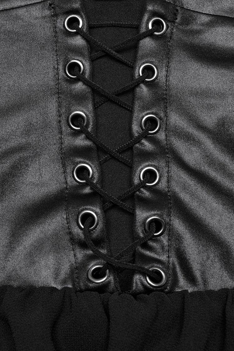 Black Halterneck Lace-Up Irregular Women's Punk Party Dress - Product - 5