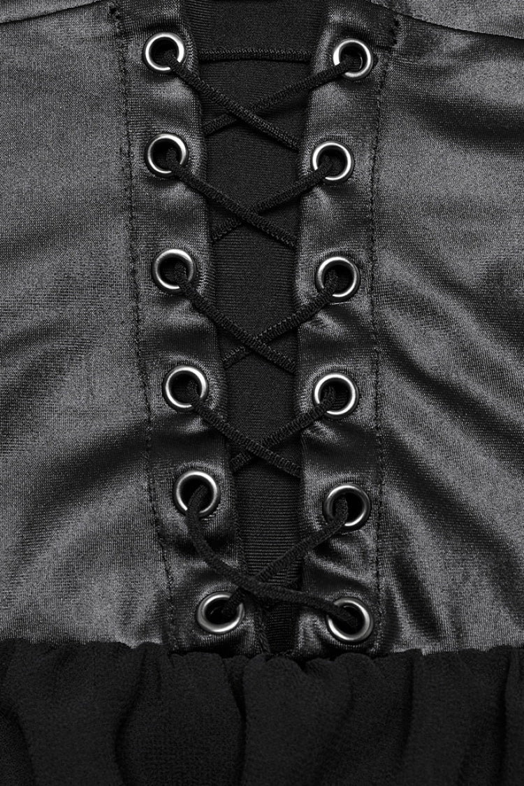 Black Halterneck Lace-Up Irregular Women's Punk Party Dress - Product - 5