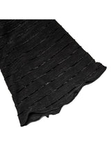 Black Gothic Velvet Striped Light Flared Sleeve Asymmetric Hem Sexy Long Sleeve Women's T-Shirt - Product - 8