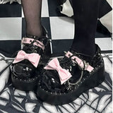 Spider Single-Strap Buckle Bow Round-Toe Punk Gothic Platform Shoes - Product - 3