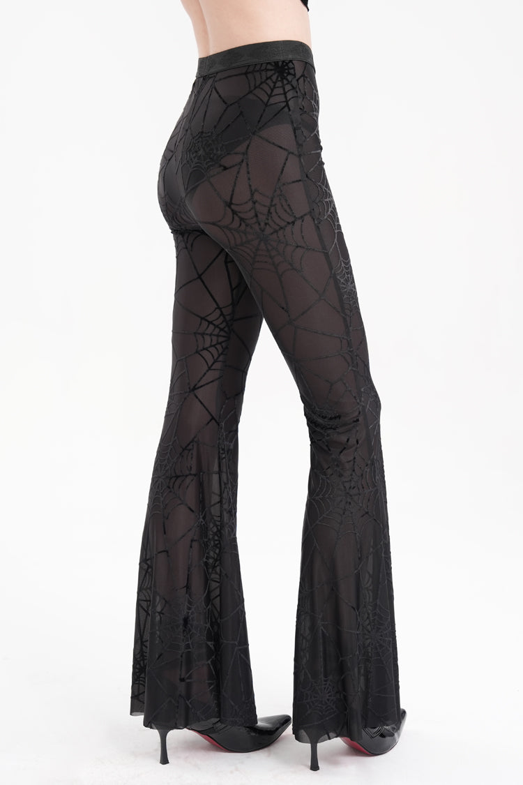 Black Spider Embroidery Sheer Women's Gothic Pants - Product - 4