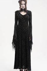Black Stand Collar Long Sleeves Lace Tassels Women's Gothic Cape - Product - 4