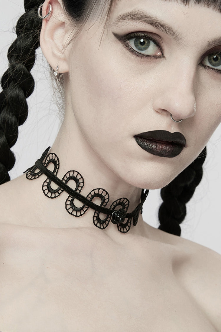 Black Rose Snakelike Hollow Women's Gothic Choker - Product - 2