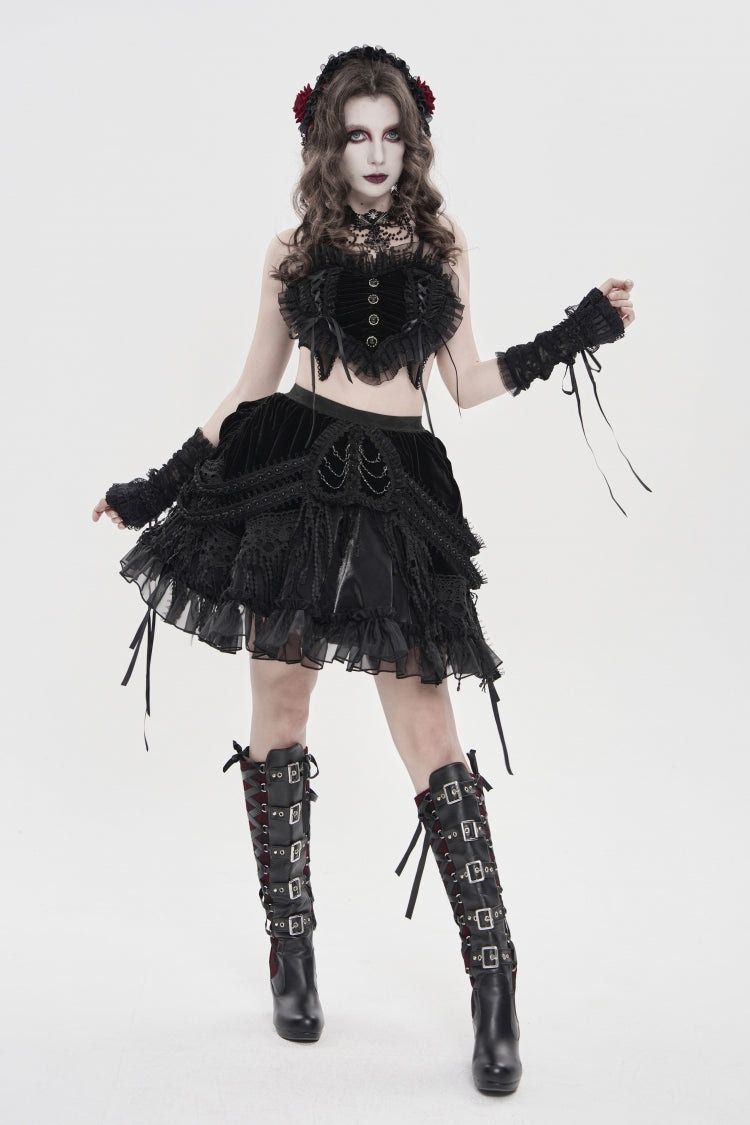 Black Multi-Layered  Tassels  Chain-Decorated Women's Gothic Skirt - Product - 6