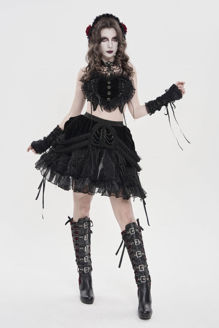 Black Multi-Layered  Tassels  Chain-Decorated Women's Gothic Skirt - Product - 6