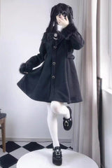 Plush Lop Rabbit Long Sleeves Hooded Detachable Sweet Jirai Kei Lolita Coat 2 Colors - Product - 5