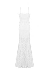 White Sleeveless Pleated Lace Women's Gothic Slip Dress Wedding Dress - Product - 14