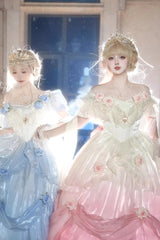 Gradient Color Short Sleeves Multi-layer Ruffle Bowknot Sweet Elegant Princess Lolita Dress 3 Colors - Product - 4