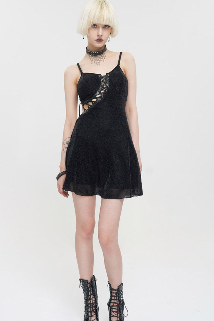 Black Punk Chest Cross Straps Sexy Suspenders Backless Women's Dress - Product - 6