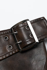 Buckle Faux Leather Side Zipper Women's Steampunk Skirt 2 Colors - Product - 13