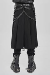 Black Buckle Chain Eyelet Men's Punk Skirt - Product - 4