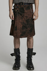 Plaid Print Gradient Stitching Adjustable Waist Men's Steampunk Skirt 2 Colors - Black/Coffee - 9