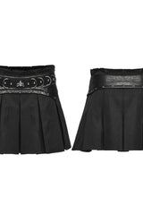 Black Cut-Out Women's Punk Eyelet Pleated Skirt - Product - 2
