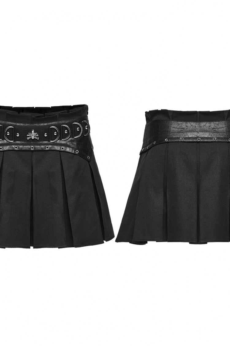 Black Cut-Out Women's Punk Eyelet Pleated Skirt - Product - 2