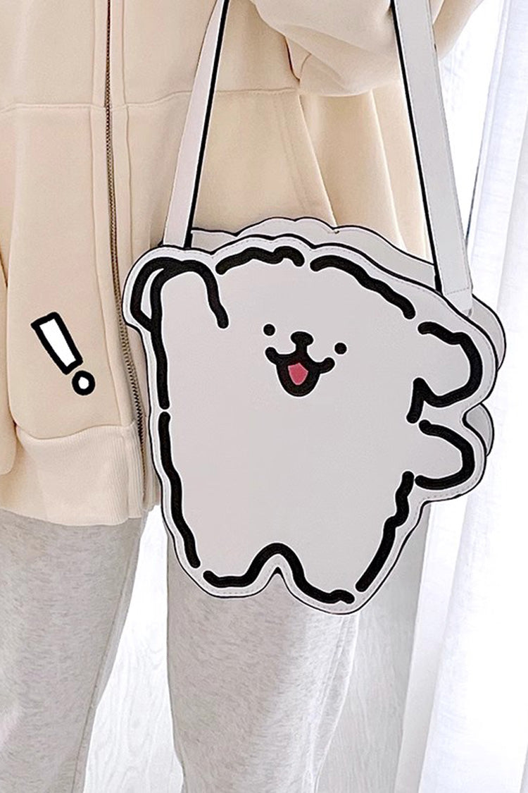 White/Black Line Puppy Print Sweet Lolita Bag - Product - 3