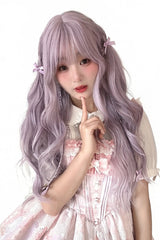Taro Purple Straight Bangs Sweet Lolita Long Wavy Wig - Product - 5