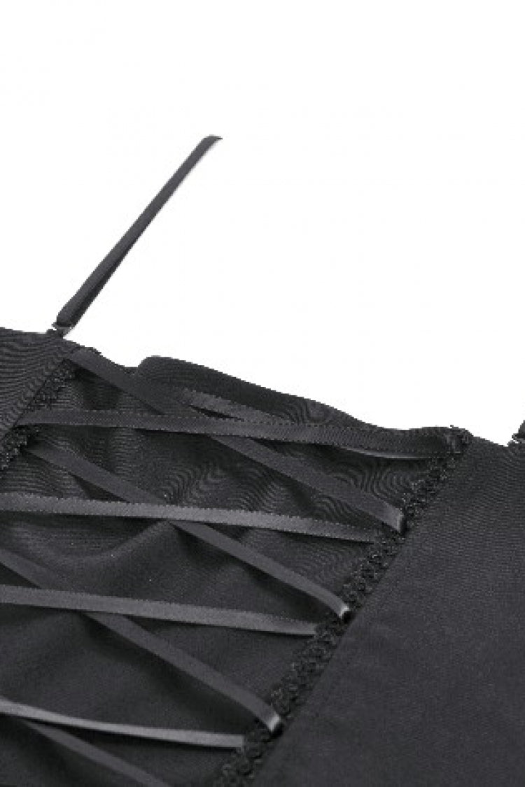 Black/Red Sleeveless Multi-Layered Lace Lace-Up Women's Grunge Cake Slip Dress Graduation Dress - Product - 14