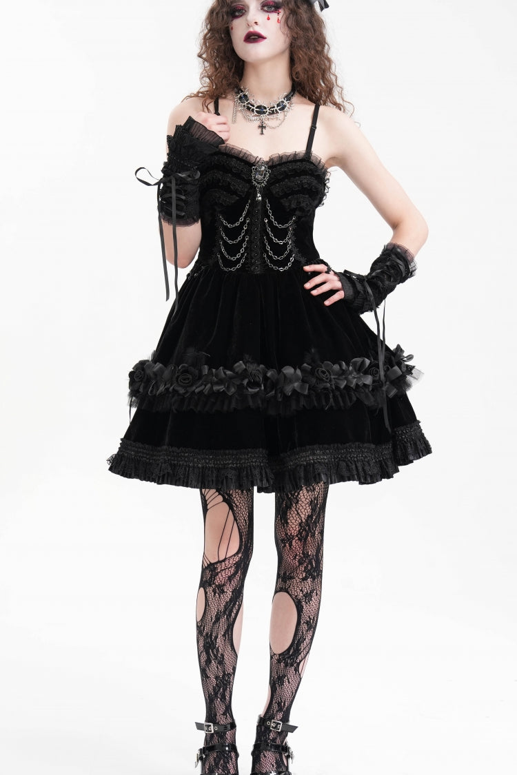 Black Bow Lace Lace-Up Mesh Eyelet Women's Gothic Gorgeous Palace Arm Sleeves - Product - 6