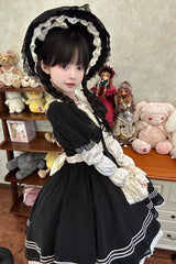 Black Doll Collar Short Sleeves Lace Daily Sweet Elegant Princess Lolita Dress - Product - 5