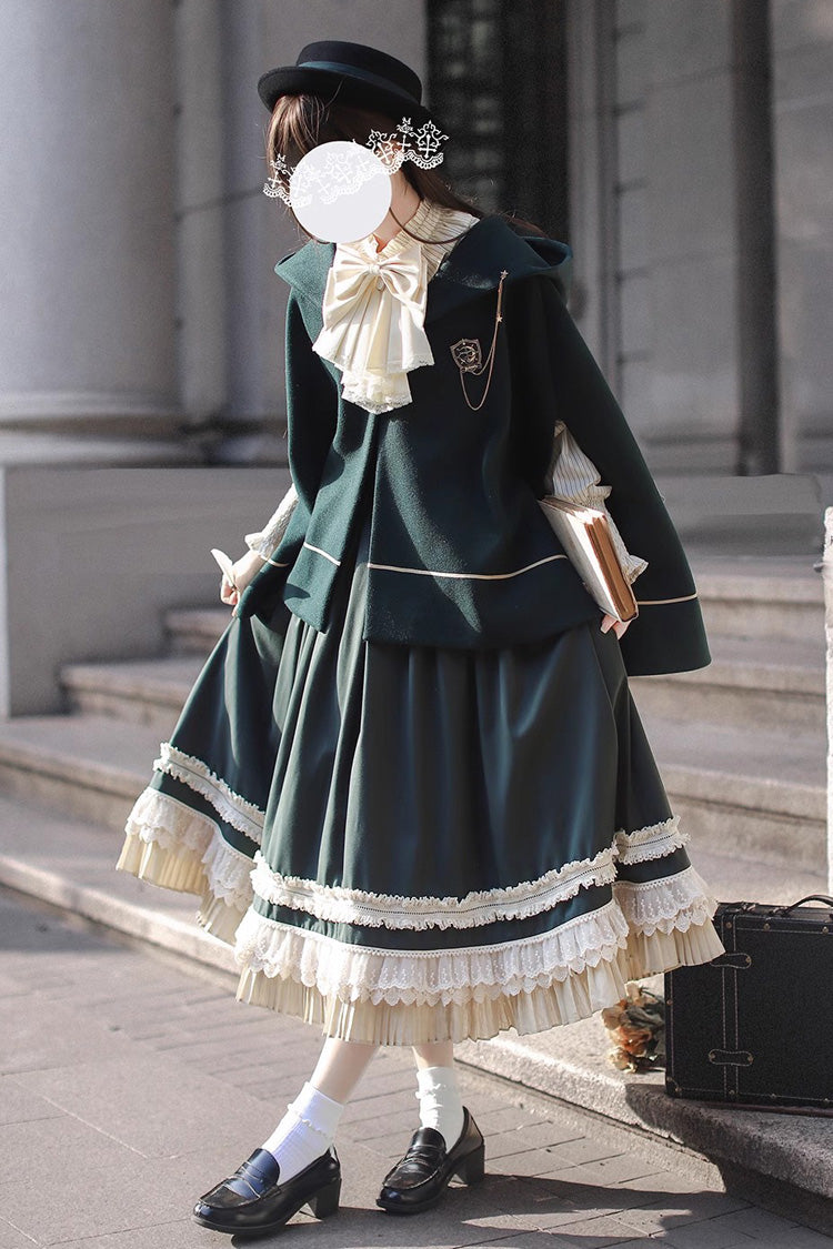 Green [Artemis SP] Ruffle Bowknot Lace College Style Elegant Lolita Jumper Dress - Product - 12