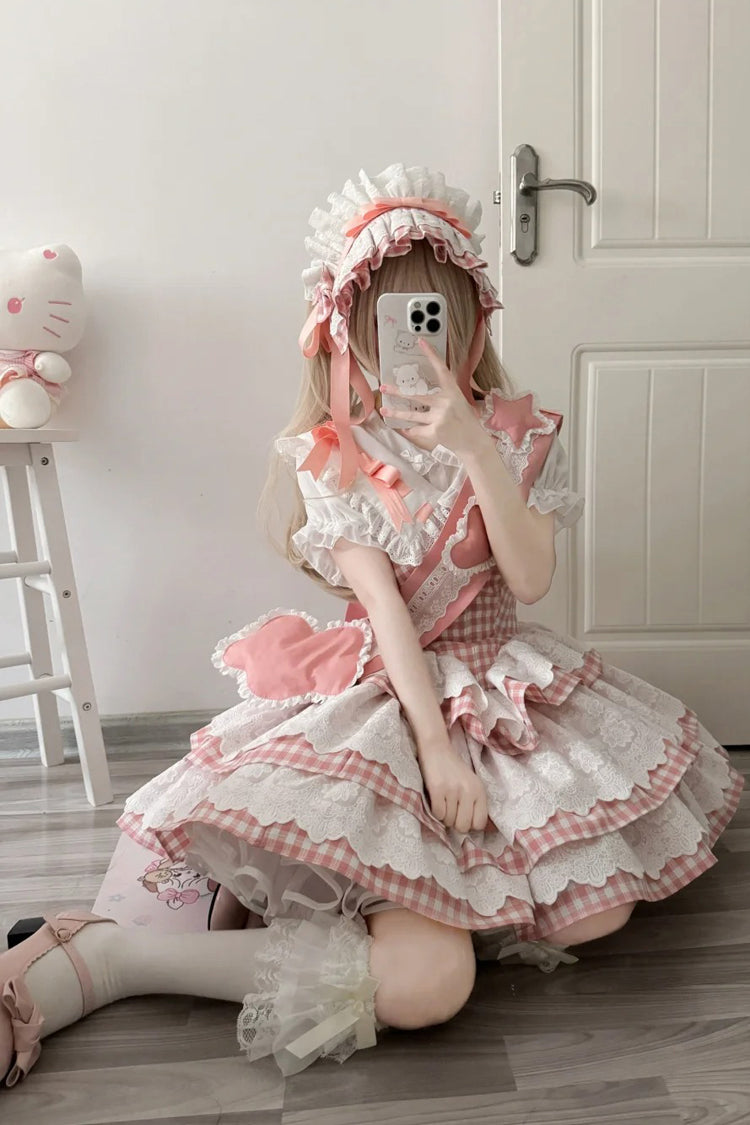 Pink [Star Grant Angel] Triple-Layered Print Ruffle Sweet Lolita Dress - Product - 4