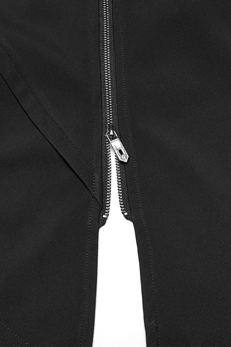 Black Irregular Hooded Buckle Straps Men's Punk Cloak - Product - 8
