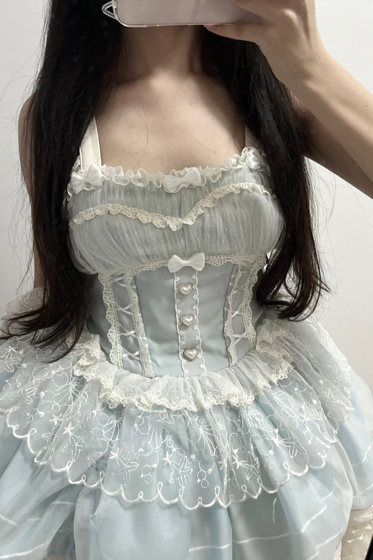 Blue [Lemon Sea Salt] Ruffle Lace Sweet Princess Lolita Jsk Dress - Product - 6