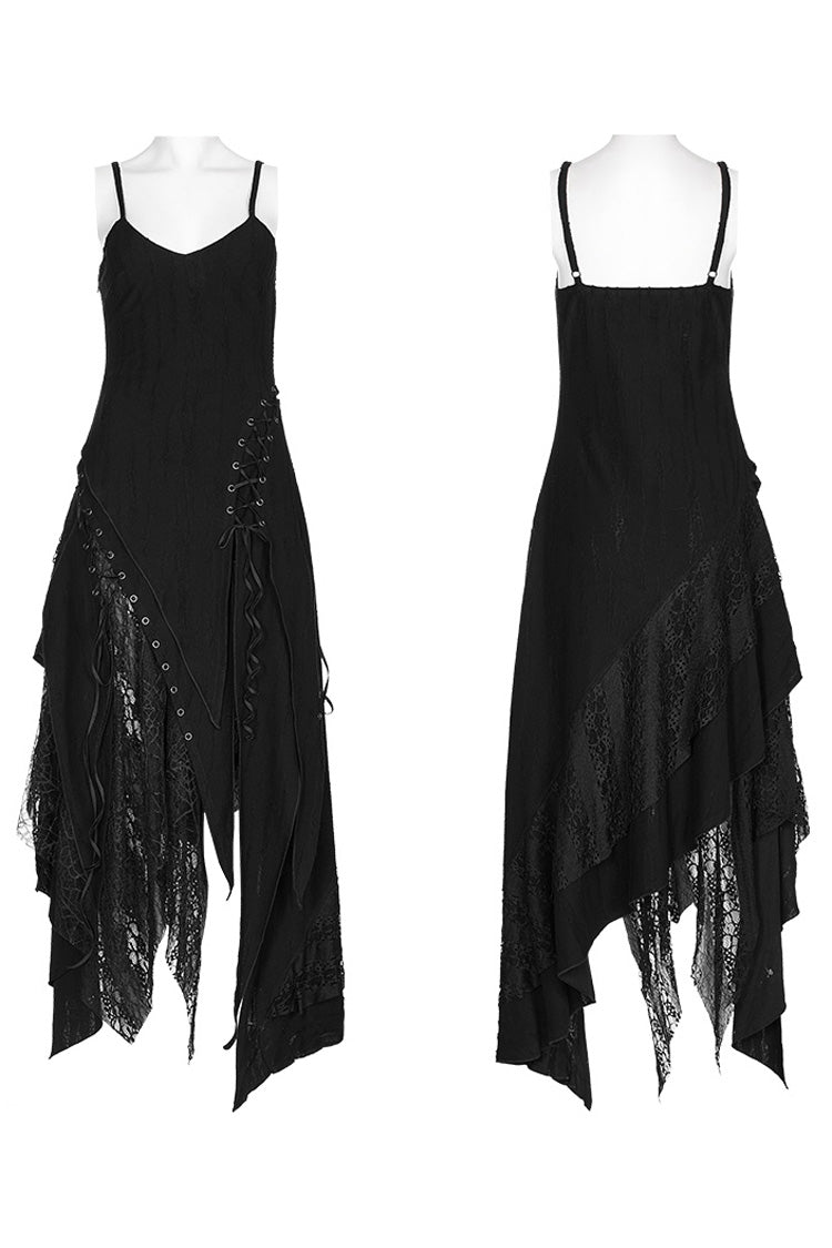 Black Stitching Irregular Mesh Women's Punk Dress - Product - 5