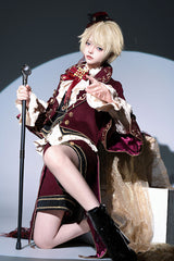 Red [Royal Heir] Embroidery Classic Military Gorgeous Handsome Ouji Lolita Coat Blouse Shorts Set - Product - 3