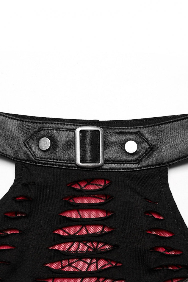 Sleeveless Stitching Spider Web Ripped Women's Gothic Dress 3 Colors - Product - 21