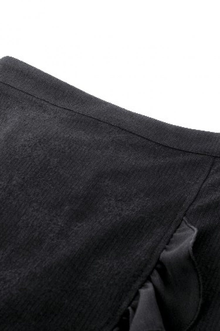 Black Women's Gothic Side Slit Ruffled Slim Fit Fishtail Skirt - Product - 12