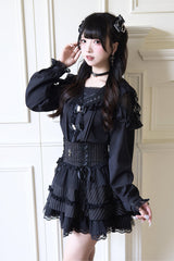 Jirai Kei Navy Collar Long Sleeves Bowknot Lace Sweet Japanese Blouse 3 Colors - Product - 2
