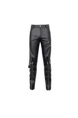 Black Removable Right Side Zipper Faux Leather Men's Punk Pants - Product - 6