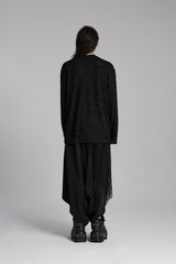 Black Round Collar Long Sleeves Ripped Mesh Men's Punk T-Shirt - Product - 6