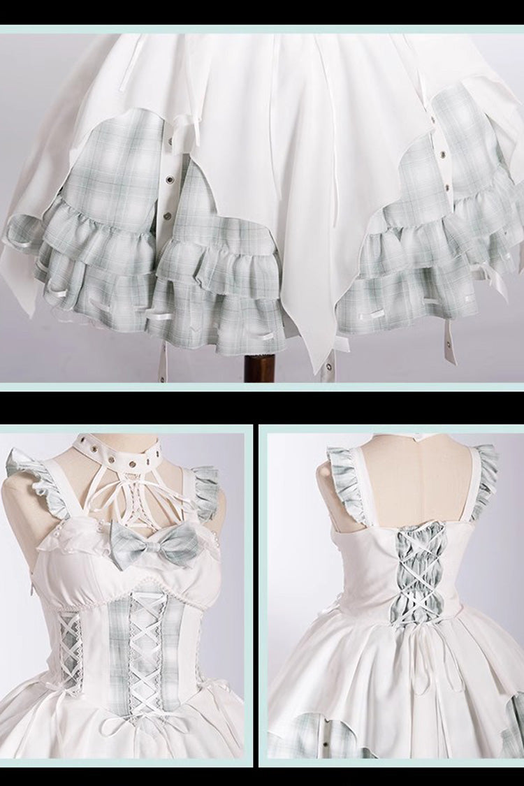 Rock Radio Wave Irregular Subculture Grid Print Bowknot Stitching Gothic Lolita Dress 3 Colors - Product - 7