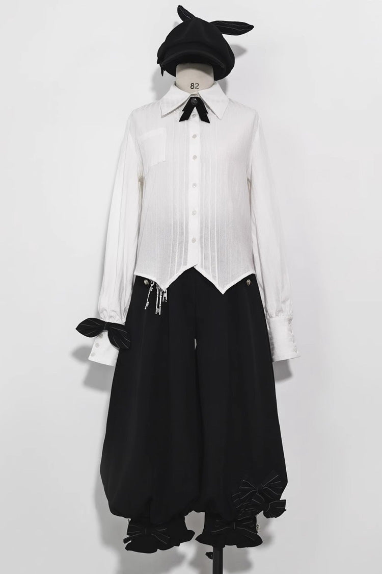 White Long Sleeves Secret Morning Paper Ouji Fashion Lolita Blouse - White - 1