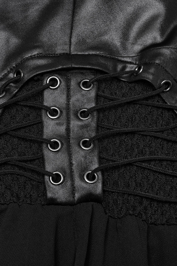 Black Halterneck Lace-Up Irregular Women's Punk Party Dress - Product - 7