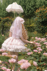 Pink [Anna’s Ball] Square Collar Ruffled Hanayome Bow Lace Sweet Princess Ballet Lolita Jsk Dress - Product - 9