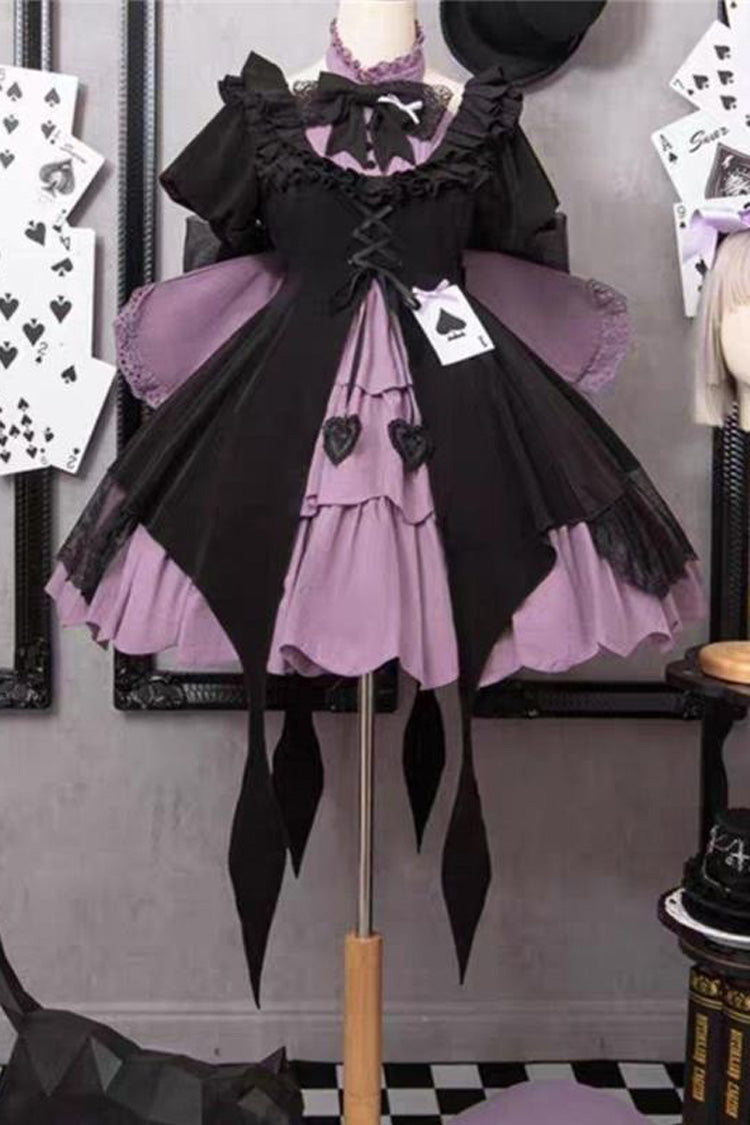 Black/Purple Magical Girl Phantom Thief Ace of Spades Gothic Lolita Dress detail view 6
