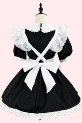 Maid Short Sleeves Ruffle Bowknot Sweet Plus Size Lolita Dress Full Set 2 Colors - Product - 3