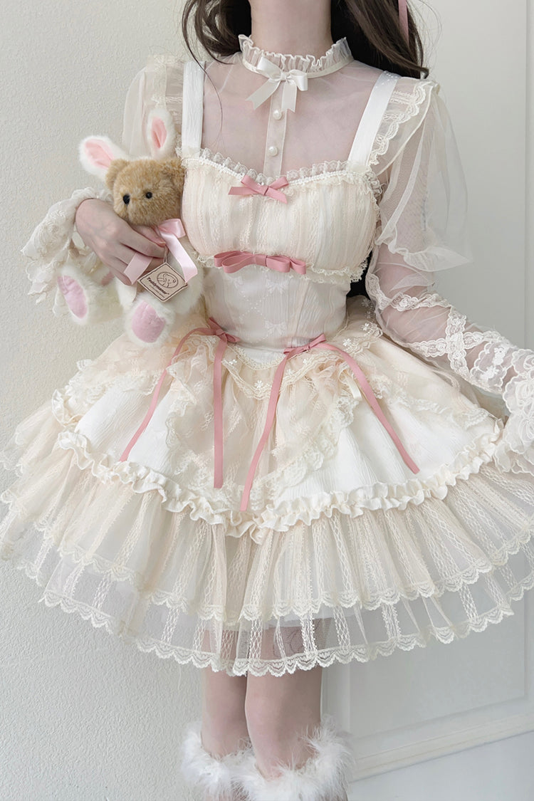 [Flower Season] Bowknot Lace Sweet Ballet Lolita Jsk Dress 4 Colors - Product - 7