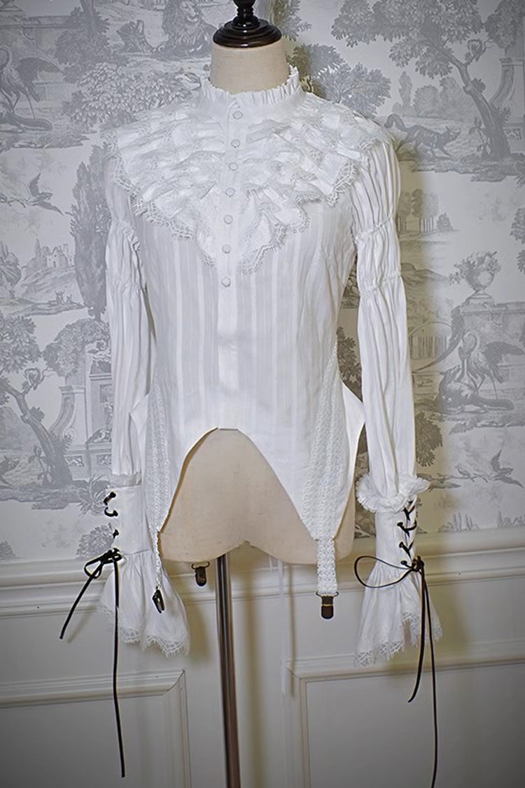 Pirate Series Navigation Treasure Hunting Guide Stand Collar Embroidery Lolita Blouse 3 Colors - Product - 12